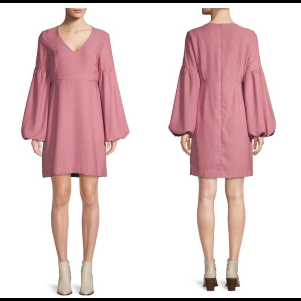 Alec Les Filles Mauve Peasant Sleeve Mini Dress